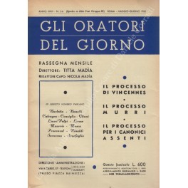 Gli oratori del giorno. Rassegna mensile d'eloquenza. Anno XXXII - Numero 5-6. Maggio-Giugno 1963