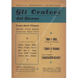 Gli oratori del giorno. Rassegna mensile d'eloquenza. Anno XXXIV - Numero 9-10. Settembre-Ottobre 1966