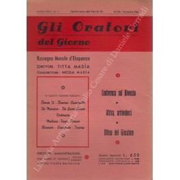 Gli oratori del giorno. Rassegna mensile d'eloquenza. Anno XXXIV - Numero 11. Novembre 1966