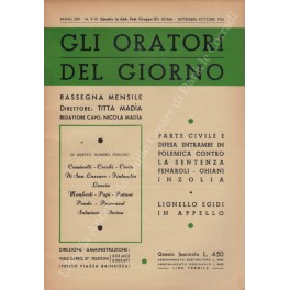 Gli oratori del giorno. Rassegna mensile d'eloquenza. Anno XXX - Numero 9-10. Settembre-Ottobre 1961