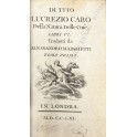 Della natura delle cose libri VI di Tito Lucrezio Caro