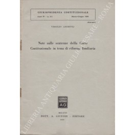 Note sulle sentenze della Corte Costituzionale Note sulle sentenze della Corte Costituzionale