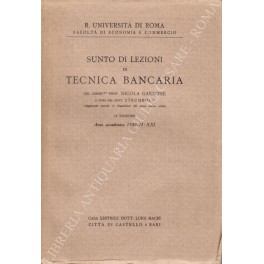 Sunto di lezioni di tecnica bancaria Sunto di lezioni di tecnica bancaria