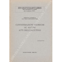 Considerazioni teoriche su alcuni atti dell'esecutivo Considerazioni teoriche su alcuni atti dell'esecutivo