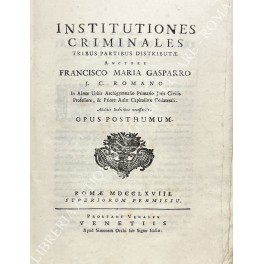 Institutiones criminales tribus partibus distributae Institutiones criminales tribus partibus distributae
