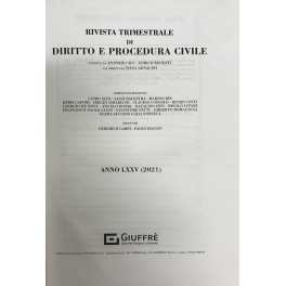 Rivista trimestrale di diritto e procedura civile Rivista trimestrale di diritto e procedura civile