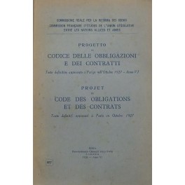 Progetto di Codice delle obbligazioni e dei contratti. 
