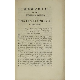 Memoria sulla istruzione segreta dei processi criminali