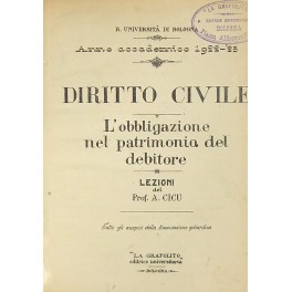 Diritto civile. L'obbligazione nel patrimonio delbitore. Lezioni