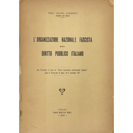 L'organizzazione nazionale fascista nel diritto pubblico italiano L'organizzazione nazionale fascista nel diritto pubblico italiano