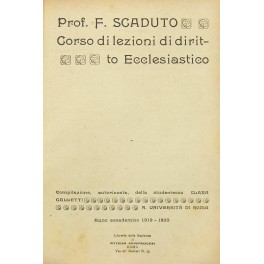 Corso di lezioni di diritto ecclesiastico. Corso di lezioni di diritto ecclesiastico.
