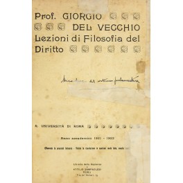 Lezioni di filosofia del diritto. Anno accademico 1921-1922