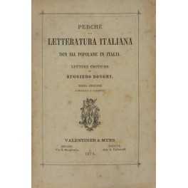Perché la letteratura italiana non sia popolare in Italia. Lettere critiche