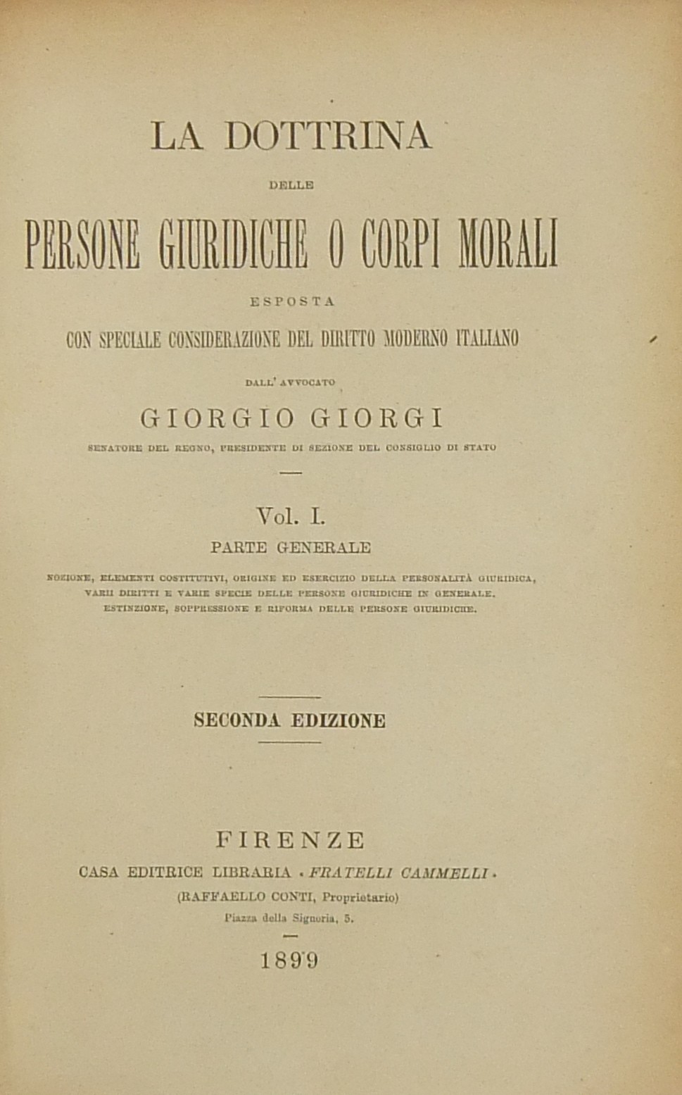 La dottrina delle persone giuridiche o corpi morali esposta con