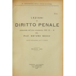 Lezioni di diritto penale pronunziate nell'anno accademico 1930-31