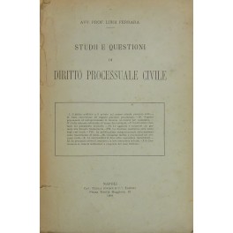 Studii e questioni di diritto processuale civile