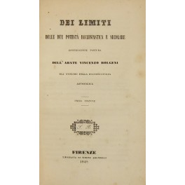 Dei limiti delle due potestà ecclesiastica e secolare