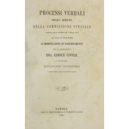 Processi verbali delle sedute della Commissione speciale nominata con R. Decreto del 2 aprile 1865 Processi verbali delle sedute della Commissione speciale nominata con R. Decreto del 2 aprile 1865