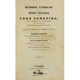 Memorie storiche sulla città Sabazia ora Lago Sabatino Memorie storiche sulla città Sabazia ora Lago Sabatino