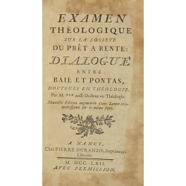 Examen theologique sur la societe du pret a rente