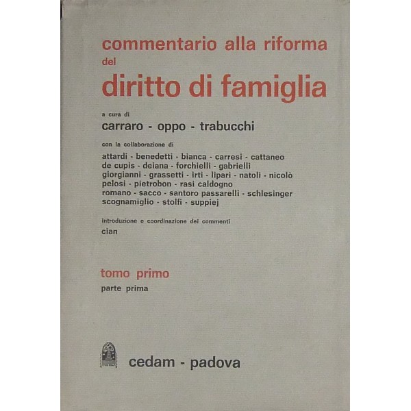 Commentario Alla Riforma Del Diritto Di Famiglia Vol I Parte I Artt 1 89 Introduzione Generale Domicilio E Assenza Matri
