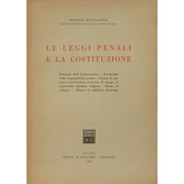 Le leggi penali e la Costituzione Le leggi penali e la Costituzione
