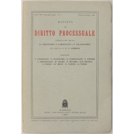 Rivista di Diritto Processuale. Annata 1987 Rivista di Diritto Processuale. Annata 1987