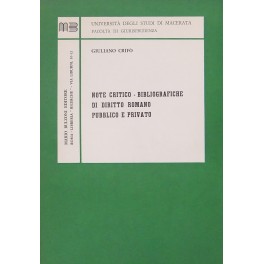 Note critico - bibliografiche di diritto romano pubblico e privato