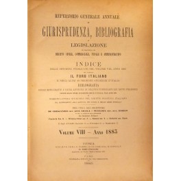 Repertorio Generale Annuale del Foro Italiano. Vol. VIII - Anno 1883 Repertorio Generale Annuale del Foro Italiano. Vol. VIII - Anno 1883