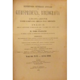 Repertorio Generale Annuale del Foro Italiano. Vol. XVI - Anno 1891