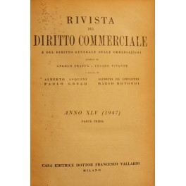 Rivista del Diritto Commerciale e del diritto generale delle obbligazioni Rivista del Diritto Commerciale e del diritto generale delle obbligazioni