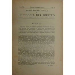 Rivista Internazionale di Filosofia del Diritto. Diretta da G. Del Vecchio