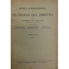 Rivista Internazionale di Filosofia del Diritto. Diretta da G. Del Vecchio