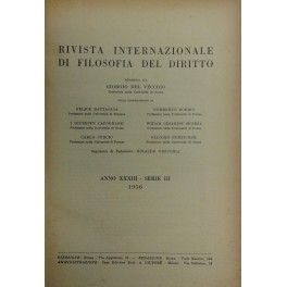 Rivista Internazionale di Filosofia del Diritto. Diretta da G. Del Vecchio