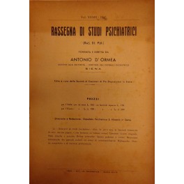 Rassegna di studi psichiatrici. Diretta da Antonio D'Ormea