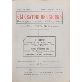 Gli oratori del giorno. Rassegna mensile d'eloquenza. Anno IV - Numero 7. Luglio 1930. 