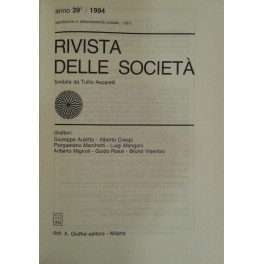 Rivista delle società. Fondata da Tullio Ascarelli. Anno 39° - 1994 Rivista delle società. Fondata da Tullio Ascarelli. Anno 39° - 1994