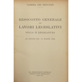 Resoconto generale dei lavori legislativi Resoconto generale dei lavori legislativi