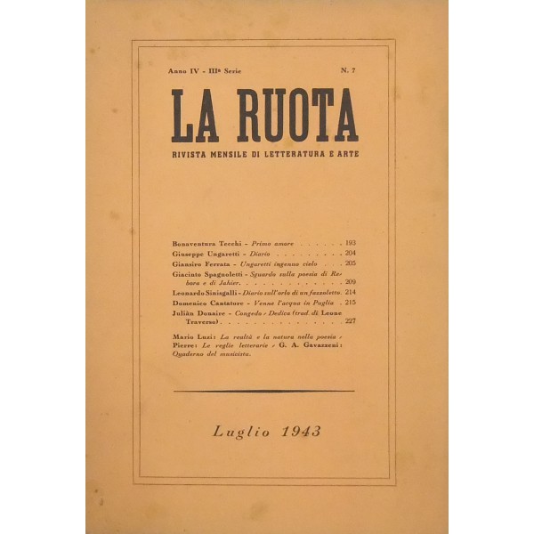 La Ruota. Rivista mensile di letteratura e arte.