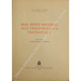 Degli effetti sostanziali dell'indisponibilità processuale Degli effetti sostanziali dell'indisponibilità processuale
