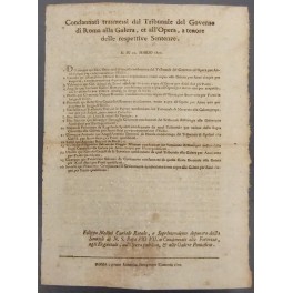 Condannati trasmessi dal Tribunale del Governo di Roma alla Galera Condannati trasmessi dal Tribunale del Governo di Roma alla Galera