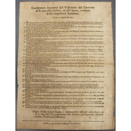 Condannati trasmessi dal Tribunale del Governo di Roma alla Galera Condannati trasmessi dal Tribunale del Governo di Roma alla Galera