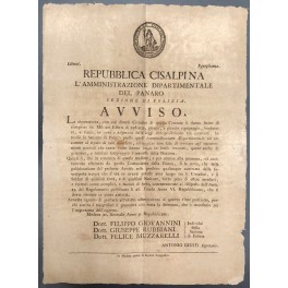 Avviso. Repubblica Cisalpina Avviso. Repubblica Cisalpina
