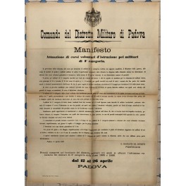 Comando del Distretto Militare di Padova. Manifesto Comando del Distretto Militare di Padova. Manifesto