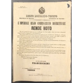 L'Imperiale Regio Commissario Distrettuale. Rende Noto L'Imperiale Regio Commissario Distrettuale. Rende Noto