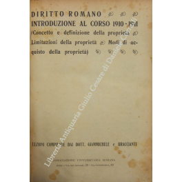 Diritto romano. Introduzione al corso 1910-1911