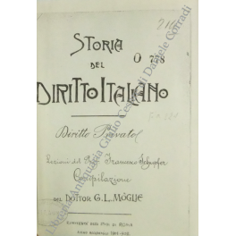 Storia del diritto italiano. Diritto privato Storia del diritto italiano. Diritto privato