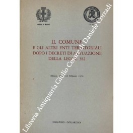 Il comune e gli altri enti territoriali dopo i decreti di attuazione della legge 382 Il comune e gli altri enti territoriali dopo i decreti di attuazione della legge 382