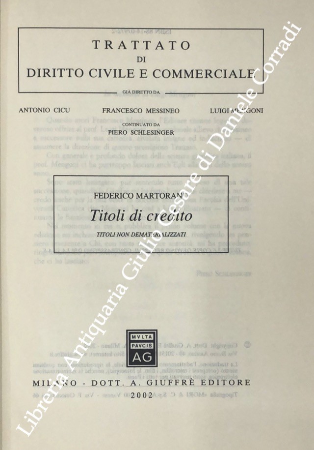 Titoli di credito titoli non dematerializzati