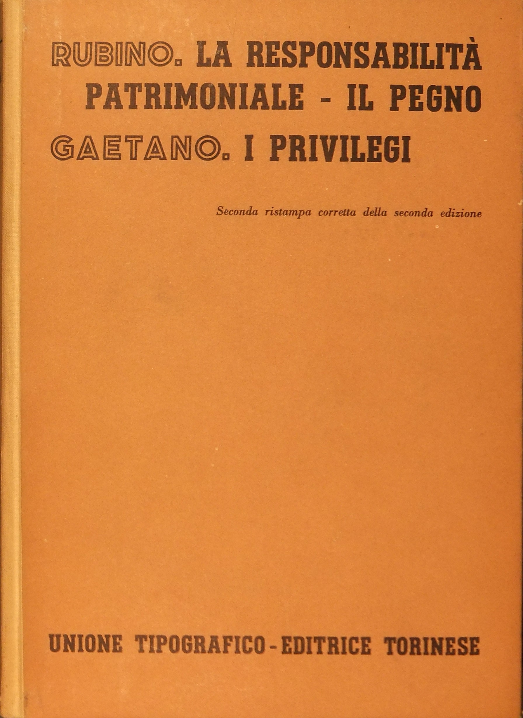La responsabilità patrimoniale. Il pegno (Rubino).